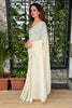 Off White Georgette Saree Golden Butti Designer Magenta Floral Embroidered Blouse