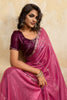 Hot Pink Silk Blend Saree with Golden Zari Embroidery Designer Blouse