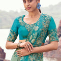 Sea Green Silk Saree with Golden Zari Designer Wedding Saree