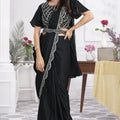 Black Designer Saree with Sequins Embroidered Blouse