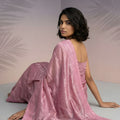 Dusty Pink Silk Saree with Embroidered Border Designer Blouse
