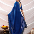 Royal Blue Georgette Saree with Sequin Thread Embroidery Border