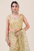 Cream Gold Net Saree Heavy Sequins Embroidery Work Designer Blouse