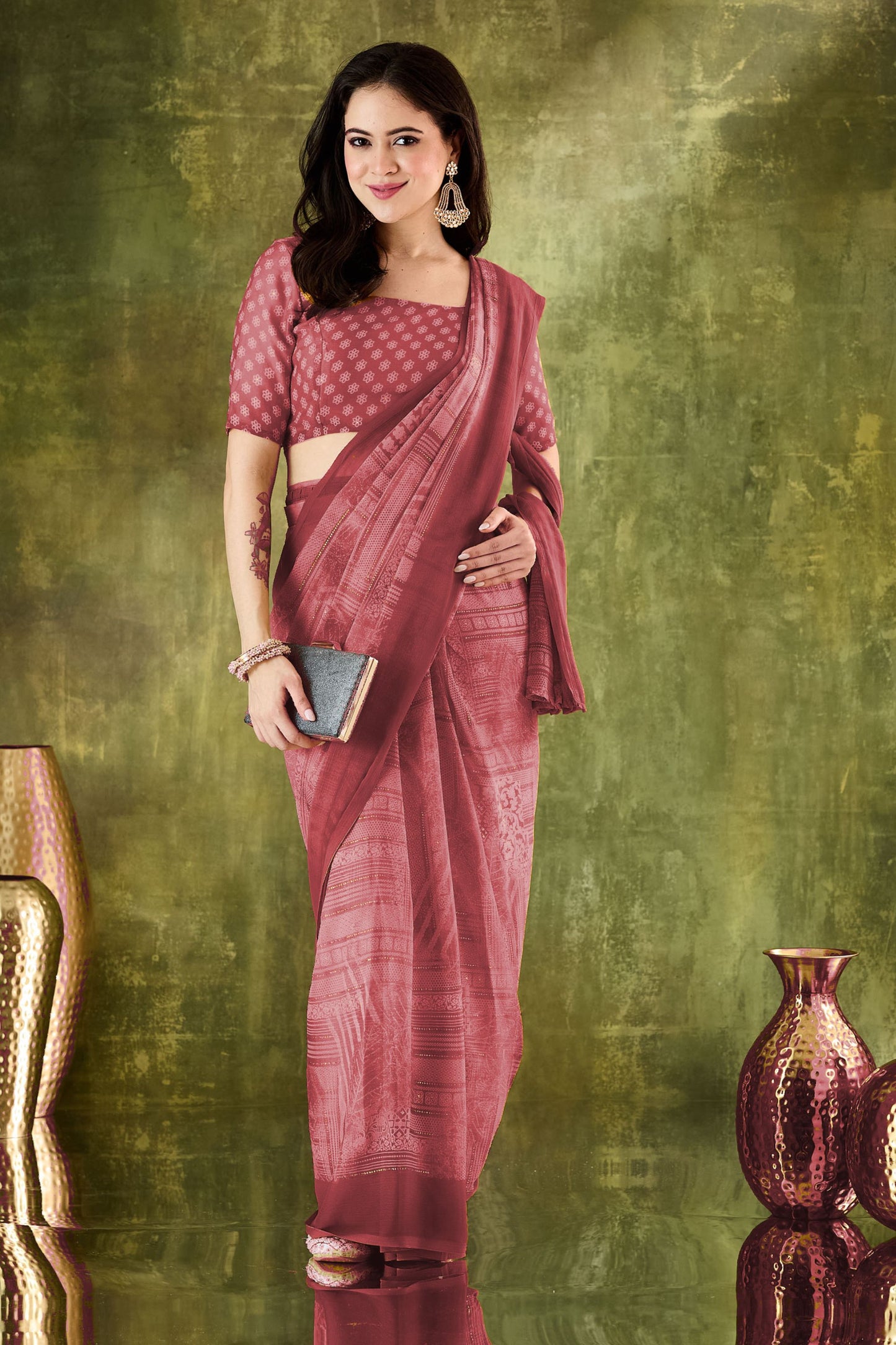 Elegant Wine Woven Designer Saree with Matching Blouse