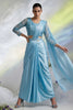 Sky Blue Ready to Wear Designer Saree with Embroidered Blouse