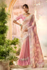 Blush Pink Silk Saree Shimmer Embroidered Border Designer Blouse