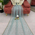 Sky Blue Organza Silk Saree Sequin Embroidered Designer Blouse