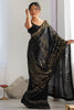 Designer Black Saree with Gold Party Wear Georgette Saree