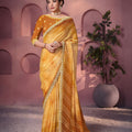 Mustard Yellow Designer Saree Embellished Border Festive Wear Saree