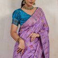 Lavender Banarasi Silk Saree with Rich Zari Floral Weaving Border