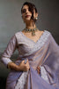 Designer Lavender Silk Saree with Floral Lace Border Party  Wear