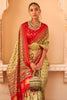 Cream Red Patola Print Silk Saree Traditional Gujarati Designer Border