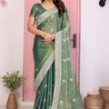 Designer Green Embroidered Saree with Blouse Party Wear