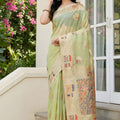 Pastel Green Banarasi Silk Saree with Rich Woven Zari Pallu