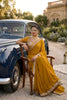 Mustard Yellow Georgette Saree Stone Embroidered Border Designer Blouse