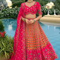 Luxury Rani Pink Embroidered Silk Bridal Lehenga Choli with Designer Dupatta for Women