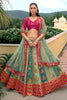 Royal Teal Green Embroidered Silk Bridal Lehenga Choli with Net Dupatta for Women