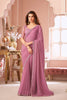 Elegant Lavender Georgette Saree Designer Party Wear 