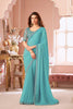 Elegant Teal Blue Georgette Saree Designer Blouse for Party Wear