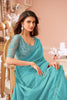 Elegant Teal Blue Georgette Saree Designer Blouse for Party Wear