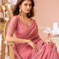 Elegant Pink Georgette Saree Designer Blouse for Festive Wear
