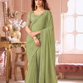 Elegant Green Georgette Saree Designer Blouse Party Wear