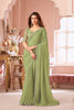 Elegant Green Georgette Saree Designer Blouse Party Wear