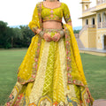 Trendy Lime Yellow Embroidered Silk Bridal Lehenga Choli with Designer Dupatta for Women