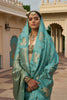 Royal Turquoise Blue Satin Silk Saree Jacquard Zari Weaving Work for Women
