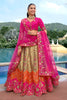 Adorable Rani Pink Embroidered Silk Bridal Lehenga Choli with Net Dupatta for Women