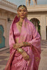 Beautiful Pink Satin Silk Saree Jacquard Zari Weaving Work for Women