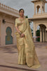 Luxury Golden Satin Silk Saree Jacquard Zari Weaving Work for Women