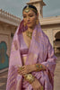Stylish Lavender Satin Silk Saree Jacquard Zari Weaving Work for Women