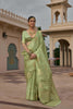 Graceful Pista Green Satin Silk Saree Jacquard Zari Weaving Work for Women