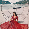 Stunning Red Butterfly Net Embroidered Designer Lehenga Choli with Dupatta for Wedding