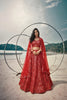 Stunning Red Butterfly Net Embroidered Designer Lehenga Choli with Dupatta for Wedding