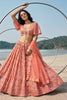 Gorgeous Peach Butterfly Net Embroidered Designer Lehenga Choli with Dupatta for Wedding
