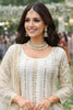 Elegant Off-White Chinon Embroidered Salwar Palazzo Set with Dupatta for Wedding