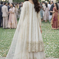 Elegant Off-White Chinon Embroidered Salwar Palazzo Set with Dupatta for Wedding