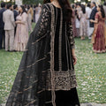 Stylish Black Chinon Embroidered Kurta Palazzo Set with Dupatta for Wedding