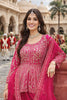 Elegant Rani Pink Embroidered Chinon Palazzo Suit with Dupatta for Wedding