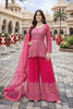 Elegant Rani Pink Embroidered Chinon Palazzo Suit with Dupatta for Wedding