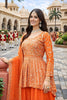 Fancy Look Orange Embroidered Chinon Palazzo Suit with Dupatta for Wedding