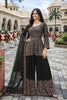 Trendy Black Embroidered Chinon Palazzo Suit with Dupatta for Wedding
