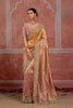 Beautiful Blush Pink Pure Ziraf Silk Saree Zari Cutdana Work for Women