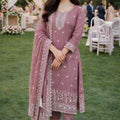 Elegant Pink Gold Crush Embroidered Salwar Suit Set with Dupatta for Wedding Wear