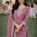 Elegant Pink Gold Crush Embroidered Salwar Suit Set with Dupatta for Wedding Wear