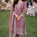 Elegant Pink Gold Crush Embroidered Salwar Suit Set with Dupatta for Wedding Wear