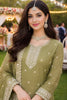 Stylish Olive Green Gold Crush Embroidered Salwar Suit Set with Dupatta for Wedding