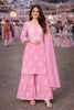 Lovely Pink Embroidered Georgette Sharara Suit with Dupatta for Wedding